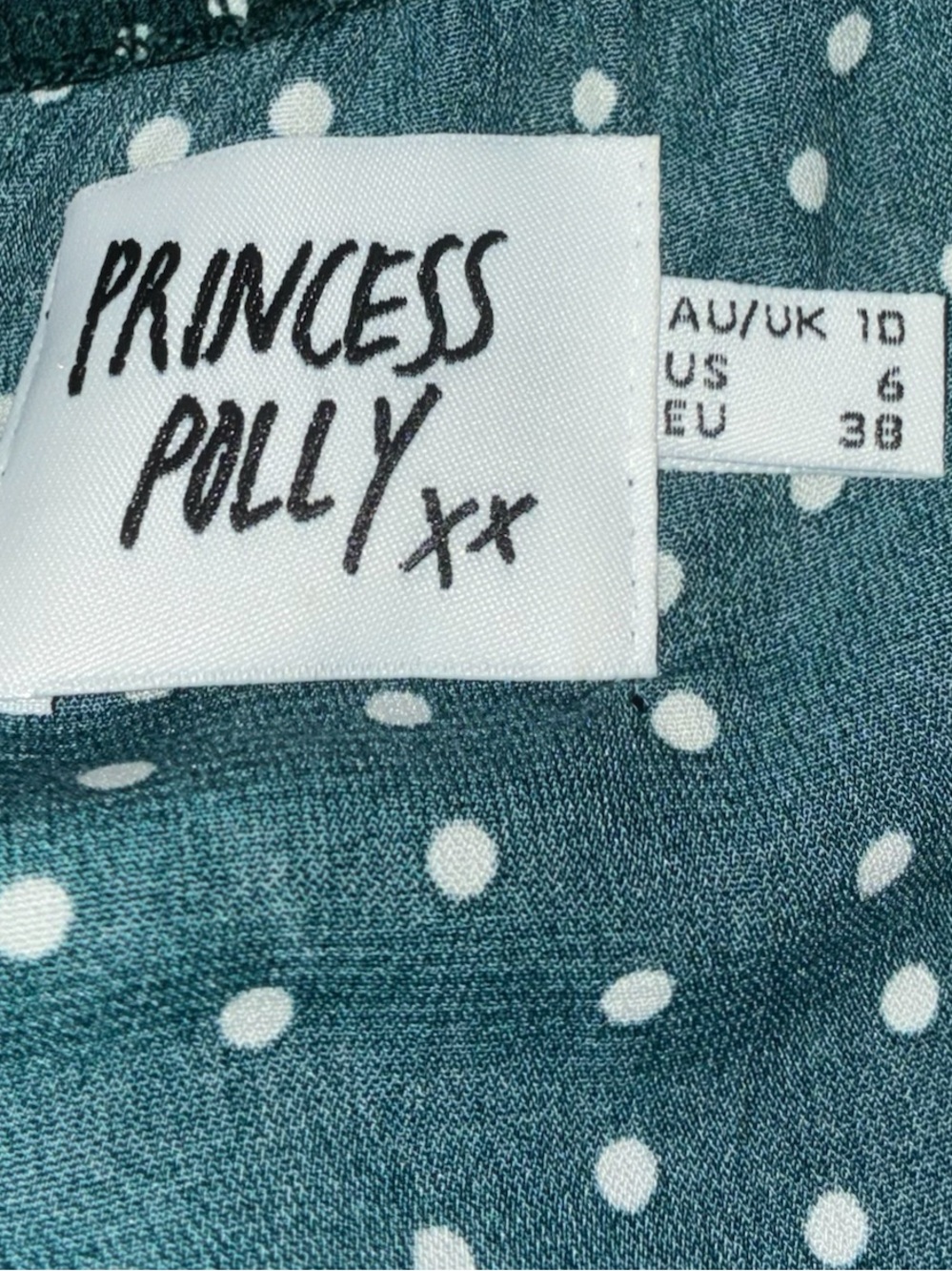 Princess Polly Polka Dot Caesura Mini Dress in Teal Girlhoodcore Twee Vibes - Picture 8 of 9